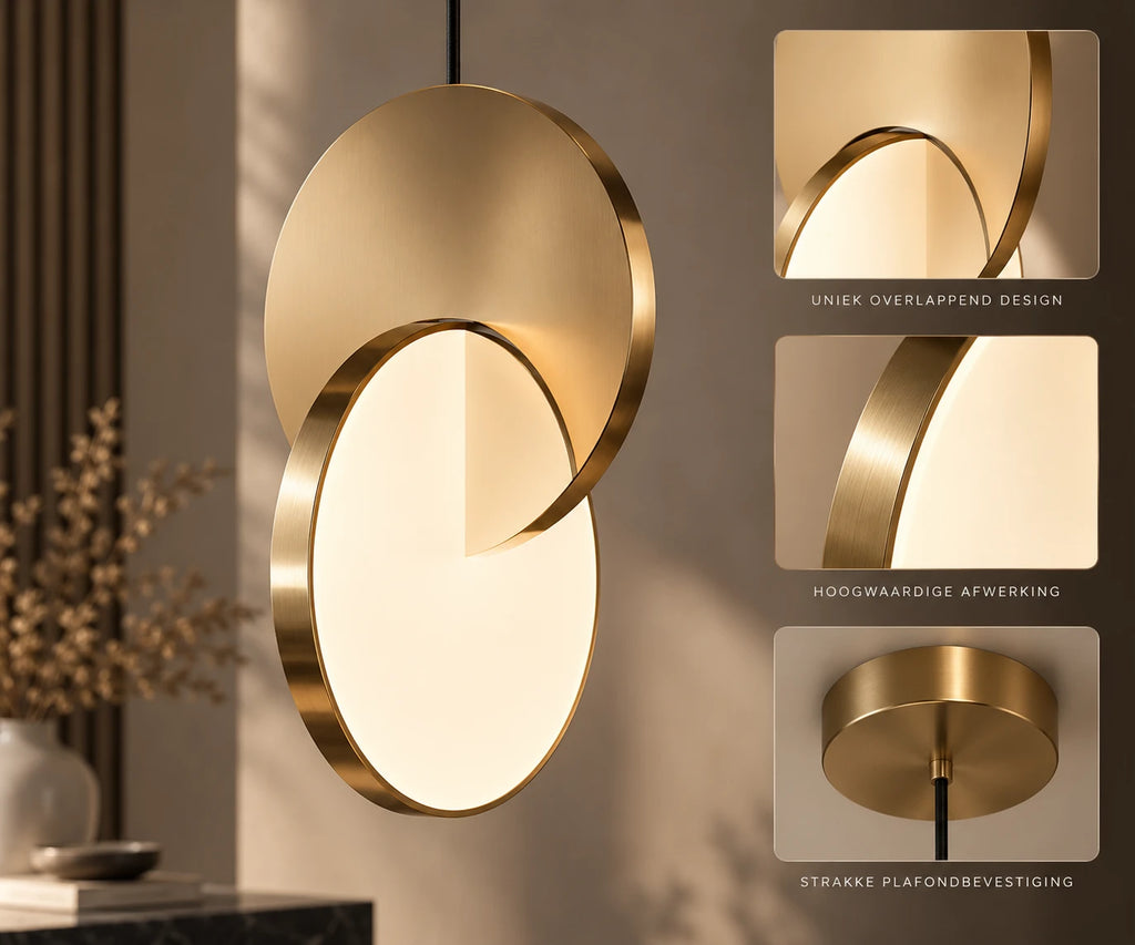 Detail van gouden HaloArc hanglamp